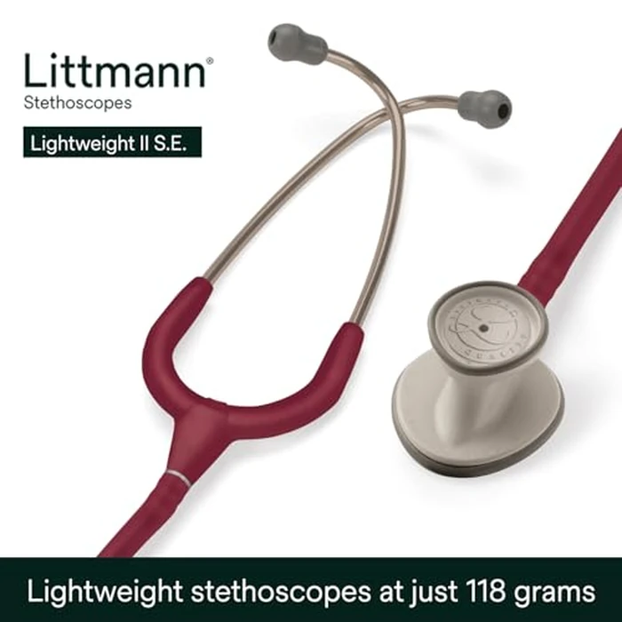 3M Littmann Lightweight II S.E. Stethoscope, 2451, 28" Burgundy Tube by Littmann - Image 2