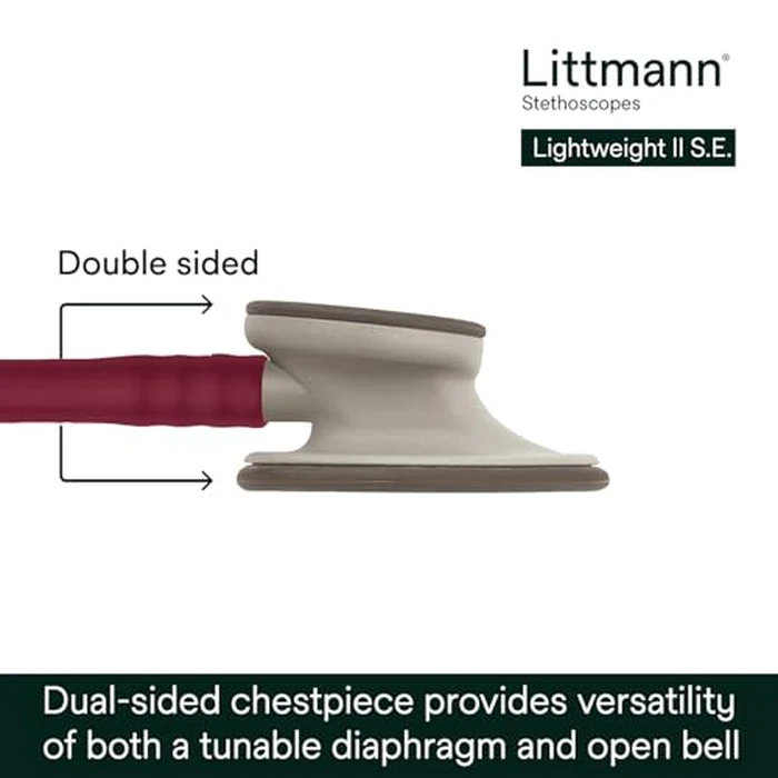 3M Littmann Lightweight II S.E. Stethoscope, 2451, 28" Burgundy Tube by Littmann - Image 4