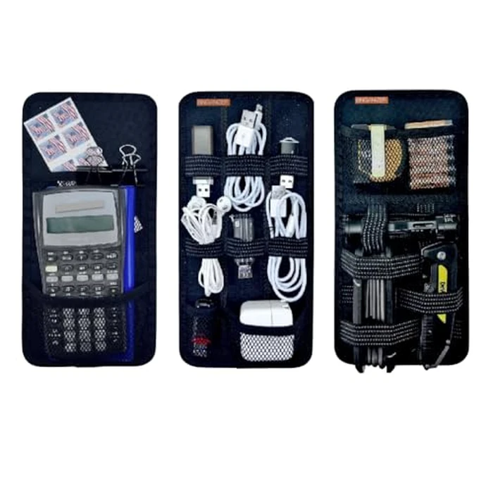 BINGANIZER Travel Drawer Bin Organizers - Pack of 3, Elastic Panels for Cables, Cords, Electronics, Suitcase - Tactical Organizer Board for Junk Drawer and Bin by BINGANIZER - Image 1