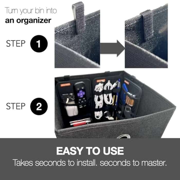 BINGANIZER Travel Drawer Bin Organizers - Pack of 3, Elastic Panels for Cables, Cords, Electronics, Suitcase - Tactical Organizer Board for Junk Drawer and Bin by BINGANIZER - Image 7