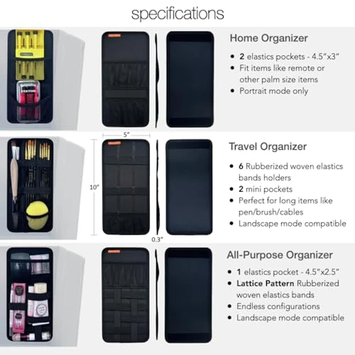 BINGANIZER Travel Drawer Bin Organizers - Pack of 3, Elastic Panels for Cables, Cords, Electronics, Suitcase - Tactical Organizer Board for Junk Drawer and Bin by BINGANIZER - Image 9