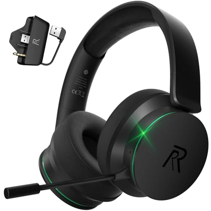 RYR Wireless Gaming Headset for Xbox Series X|S, Xbox One, PS5, PS4, Switch, Mac, Bluetooth 5.3, 3D Surround Sound, Rotatable Earmuffs, Gaming Headphones with Noise Canceling Microphones-Blackgreen by RYR - Used - Like New condition - US$36.09