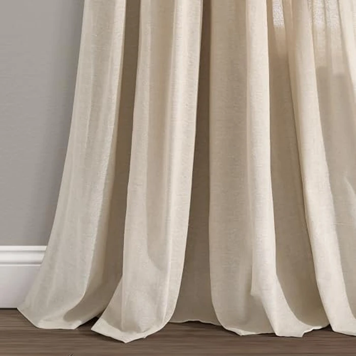 Lush Decor Linen Button Window Curtain Panel, Single, 40" W x 84" L, Dark Linen - Country Curtains - Rustic Decor - Color Block Modern Farmhouse Curtains for Living Room, Bedroom & Dining Room by Lush Decor - Image 4