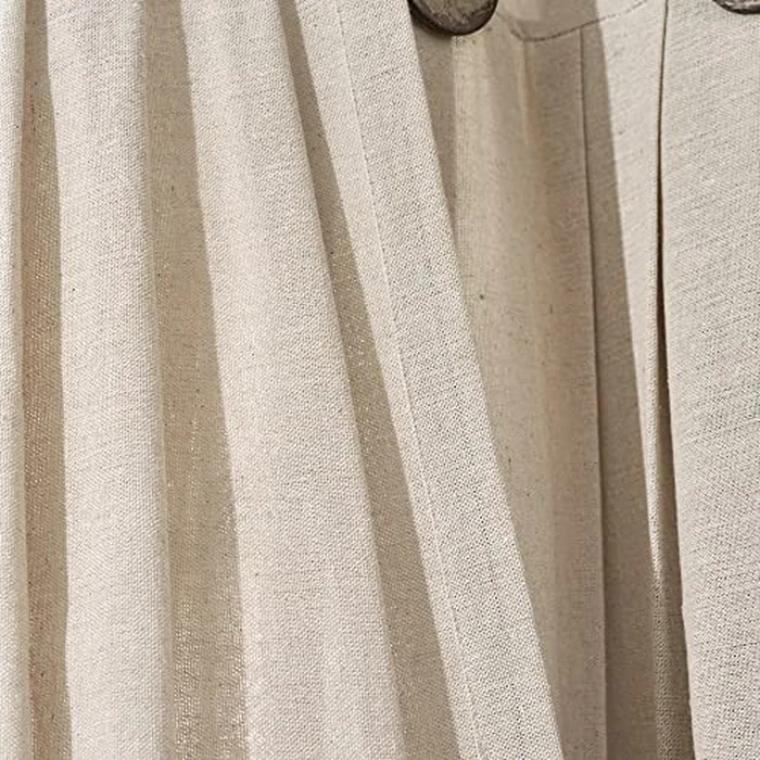 Lush Decor Linen Button Window Curtain Panel, Single, 40" W x 84" L, Dark Linen - Country Curtains - Rustic Decor - Color Block Modern Farmhouse Curtains for Living Room, Bedroom & Dining Room by Lush Decor - Image 5