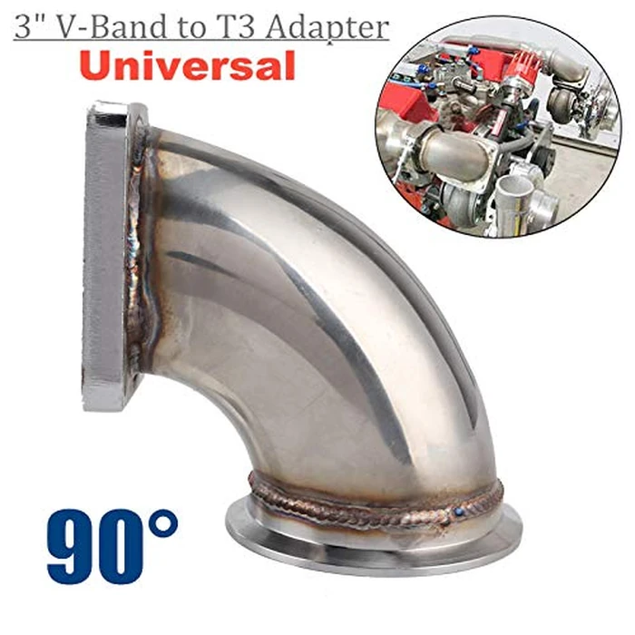 Aramox 3.0in V Band to T3 Stainless Steel Turbo Flange, 90 Degree Bend Adapter Flange CNC Machining for 304 Turbocharger by Aramox - Image 2