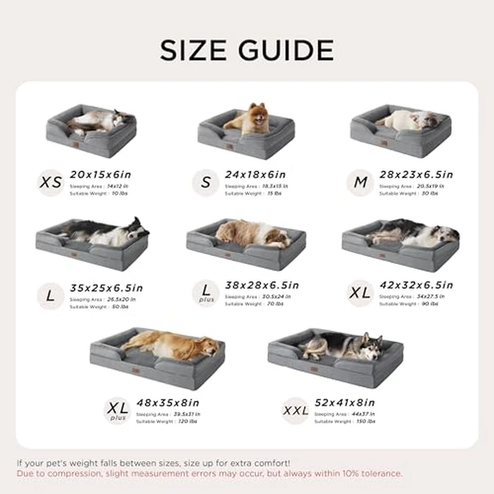 Bedsure Orthopedic Dog Beds Large Sized Dog - Washable Large Dog Cat Bed Waterproof, Comfort Dogs Couch Sofa with Washable Removable Cover, Pet Bed with Nonskid Bottom, Grey, 35" by Bedsure - Image 7