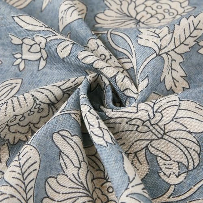 Lush Decor Zara Floral Block Linen Textured Shower Curtain Single 72" W x 72" L Blue - Floral Bath Curtain - Vintage Decor by Lush Decor - Image 6