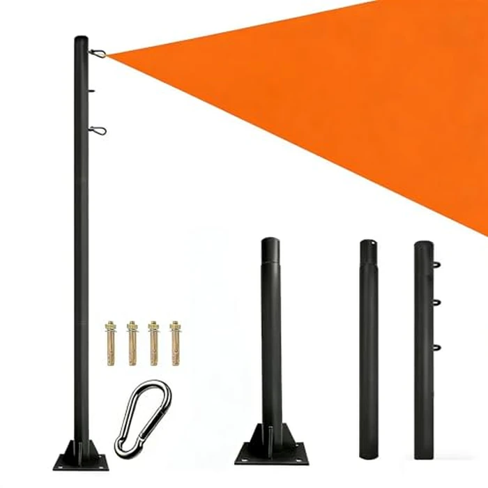 2Pack Sun Shade Sail Pole 9.3Ft Outdoor Sunshade Sail Post Support Awning Canopy Heavy Duty Metal Pole Kit for Patio Garden Deck (Cement Floor, 2) by dxbsuksb - Image 1