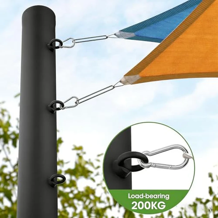 2Pack Sun Shade Sail Pole 9.3Ft Outdoor Sunshade Sail Post Support Awning Canopy Heavy Duty Metal Pole Kit for Patio Garden Deck (Cement Floor, 2) by dxbsuksb - Image 2