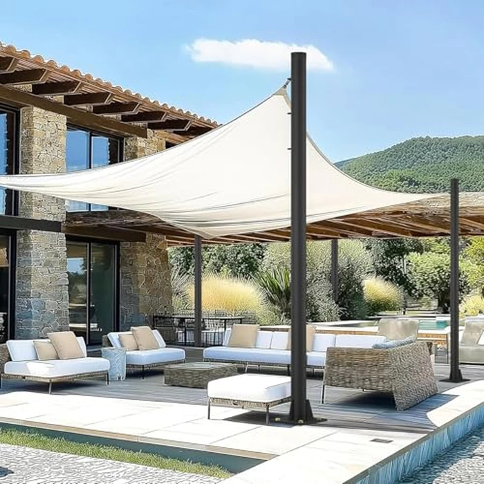 2Pack Sun Shade Sail Pole 9.3Ft Outdoor Sunshade Sail Post Support Awning Canopy Heavy Duty Metal Pole Kit for Patio Garden Deck (Cement Floor, 2) by dxbsuksb - Image 5