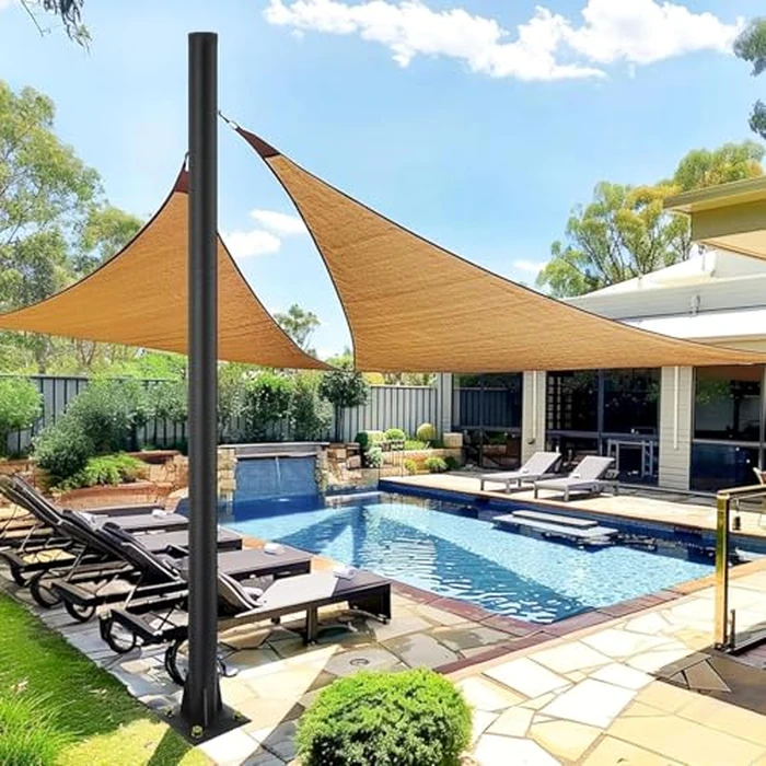 2Pack Sun Shade Sail Pole 9.3Ft Outdoor Sunshade Sail Post Support Awning Canopy Heavy Duty Metal Pole Kit for Patio Garden Deck (Cement Floor, 2) by dxbsuksb - Image 6