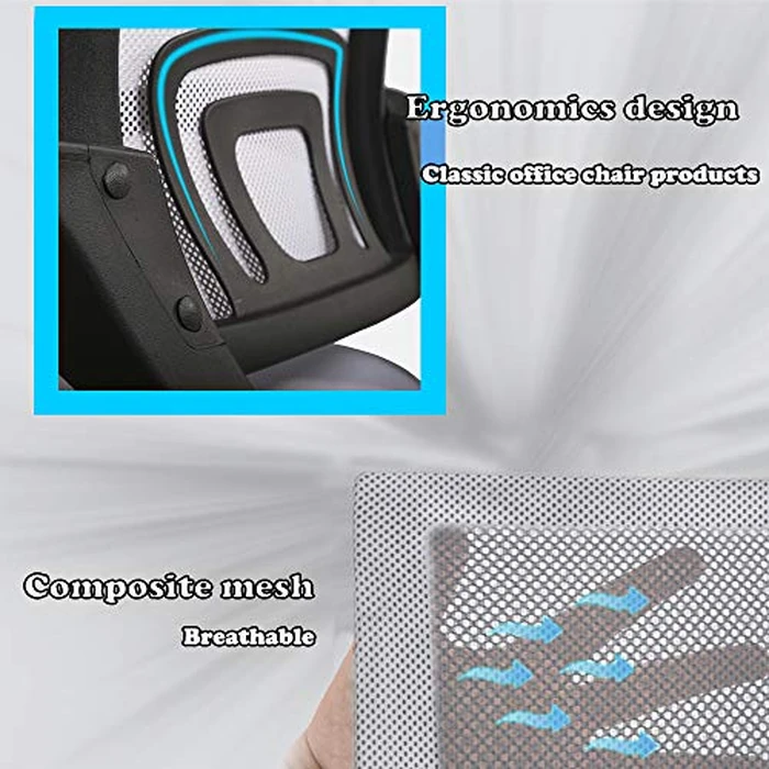 BestOffice Office Chair Ergonomic Desk Chair Mesh Computer Chair Lumbar Support Modern Executive Adjustable Stool Rolling Swivel Chair for Back Pain (White) by BestOffice - Image 4