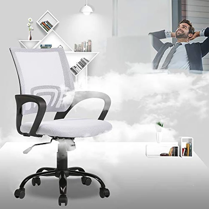 BestOffice Office Chair Ergonomic Desk Chair Mesh Computer Chair Lumbar Support Modern Executive Adjustable Stool Rolling Swivel Chair for Back Pain (White) by BestOffice - Image 5