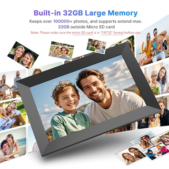 Uhale Digital Picture Frame 32GB Storage 10.1 Inch WiFi Electronic Photo Frames SD Card Slot IPS Touch Screen HD Display Auto Rotate Slideshow Share Videos Photos Instantly Send Wishes Remotely by MaxAngel - Image 3