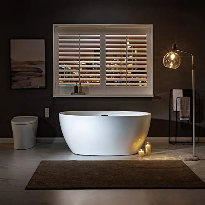 WOODBRIDGE 55" Acrylic Freestanding Bathtub Contemporary Soaking White Tub with Brushed Nickel Overflow and Drain,BTA1418 -B/N-Drain &O by WOODBRIDGE - Image 3