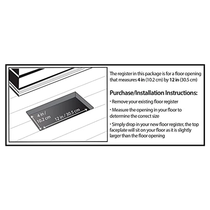 Decor Grates PL412-BLK Louvered Plastic Floor Register, 4x12 Inches, Black, 1 Pack by Decor Grates - Image 2