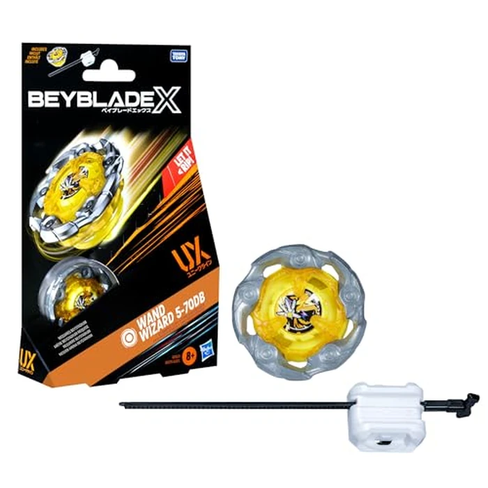 Beyblade X Wand Wizard 5-70DB UX Starter Pack Set with Stamina Type Top and Launcher; Authentic Takara Tomy Battle Tops Games/Toys for Boys and Girls 8+ by Beyblade - Used - Like New condition - US$10.40