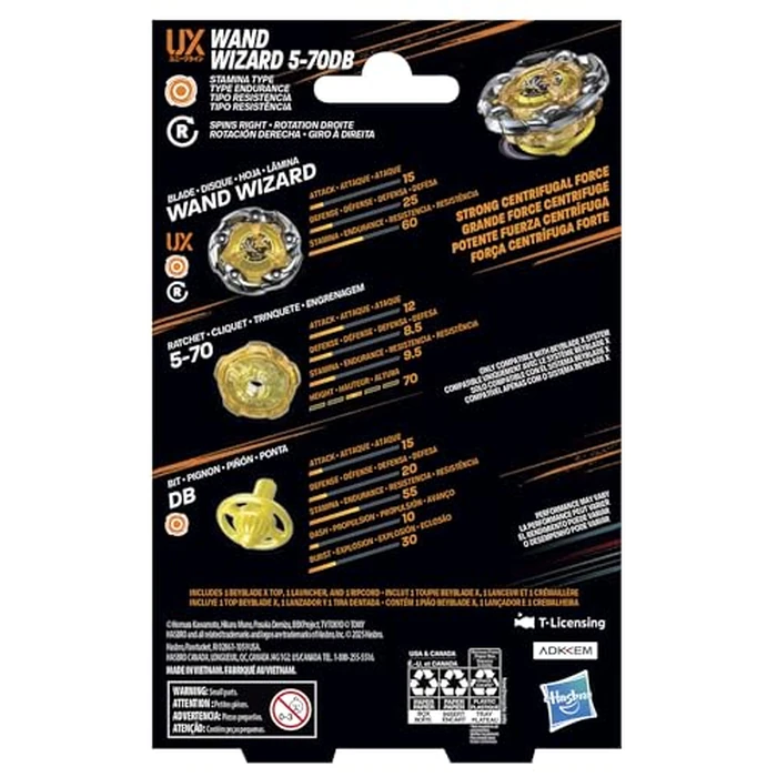 Beyblade X Wand Wizard 5-70DB UX Starter Pack Set with Stamina Type Top and Launcher; Authentic Takara Tomy Battle Tops Games/Toys for Boys and Girls 8+ by Beyblade - Image 5