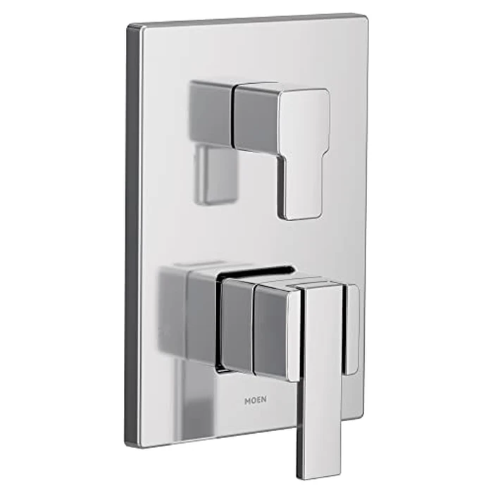 Moen UTS9011 90 Degree M-CORE 3-Series 2-Handle Shower Trim with Integrated Transfer, Valve Required, Chrome by Moen - Used - Acceptable condition - CA$119.91