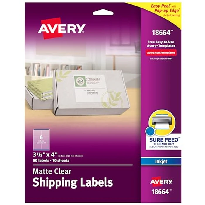 Matte Clear Easy Peel Shipping Labels with Sure Feed, by Avery - Used - Acceptable condition