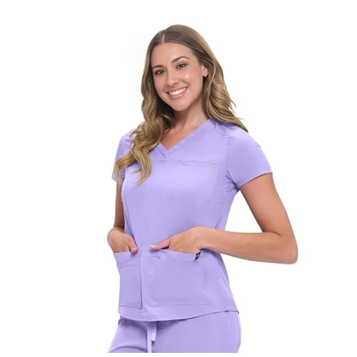 ACTIVE UNIFORMS Women's 11 Pocket Cargo Scrub Set - Cool Stretch Lightweight Medical Scrub Set for Nurses & Healthcare (Lavender, Medium) by ACTIVE UNIFORMS - Image 2