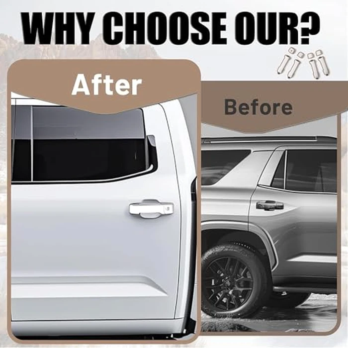 HECASA White Exterior Door Handle Kit Compatible with 2007-2022 Toyota Tundra Crewmax/Sequoia W/O Passenger Keyhole Painted Replacement for 81295, 692100C010, 692170C030, 692170C010 by HECASA - Image 3