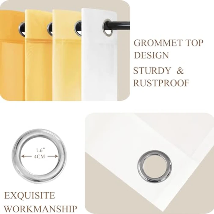 L.Z.E Gold White Sheer Curtains 84 Inches Long for Living Room, Gold and White Curtains for Kids Bedroom Dining Room, Transparent Lightweight Gradient Window Drapes Grommet Top 2 Panels Set by L.Z.E - Image 4