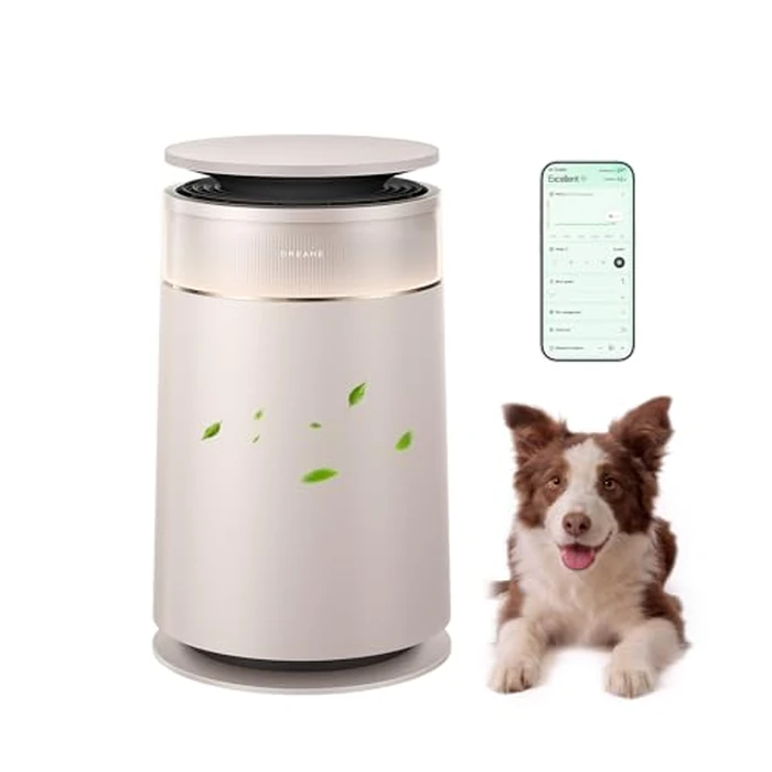 Dreame HEPA Air Purifier with Self-Cleaning Pet Hair, Suck Up Floating Cat Dog Hair Dander for Home Large Room, 4 Filters Smart Air Cleaner for Pet Odor Purification, APP & Voice Control, FP10-Beige by DREAME - Used - Like New condition