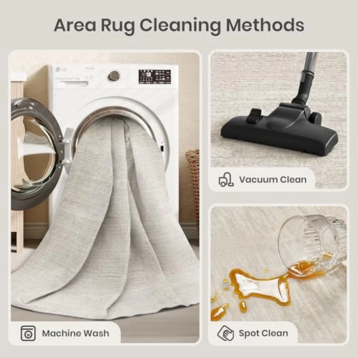 Valenrug Washable Rugs 8x10 - Stain Resistant 8x10 Area Rugs for Living Room, Non Slip Backing Printed Large Area Rugs for Bedroom, Folable Machine Washable Area Rug (8'x10', Beige) by Valenrug - Image 5