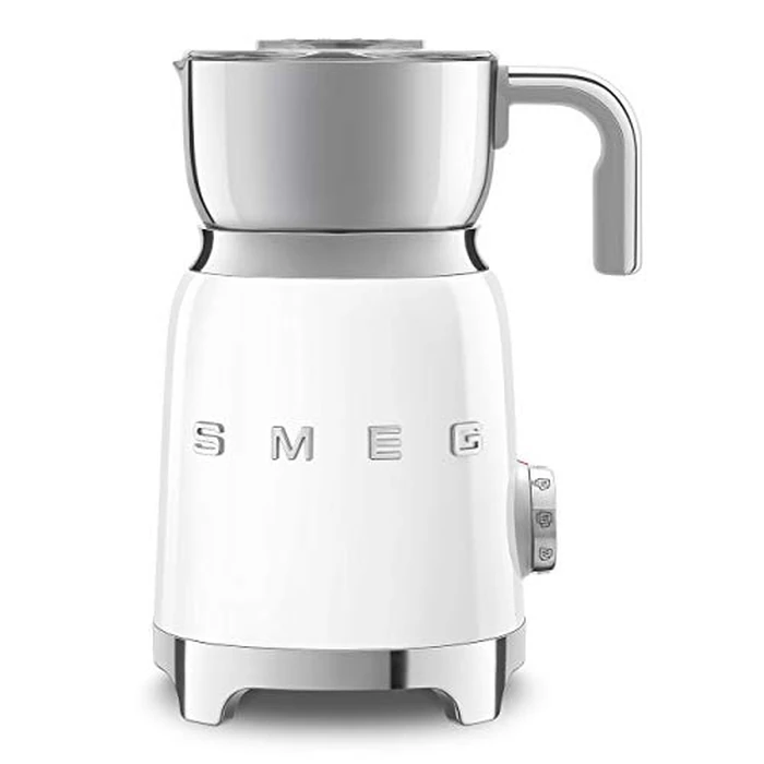 Smeg 50's Retro Style Milk Frother with 2 Disks, 6 Preset Programs, Hot or Cold Frothing, Induction Heating, White, MFF11WHUS by Smeg - Image 1