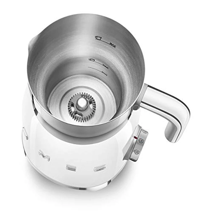 Smeg 50's Retro Style Milk Frother with 2 Disks, 6 Preset Programs, Hot or Cold Frothing, Induction Heating, White, MFF11WHUS by Smeg - Image 4