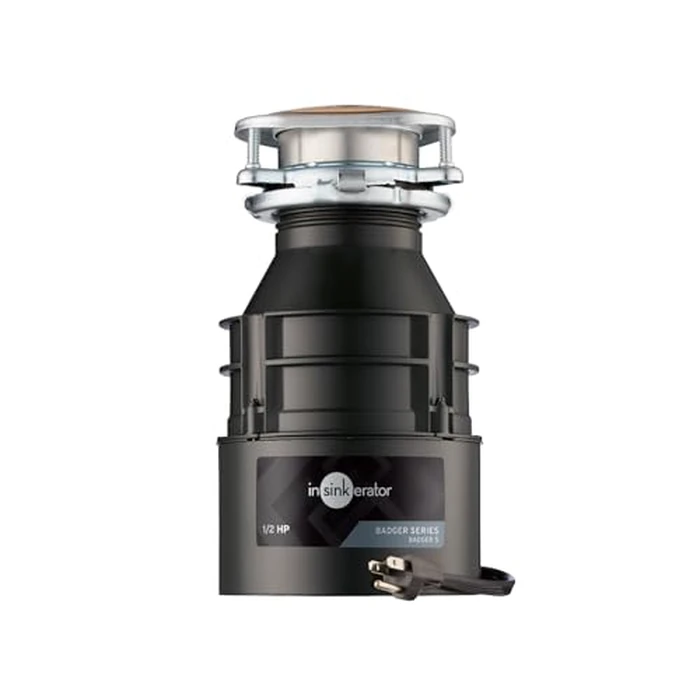 InSinkErator Badger 5 Garbage Disposal with Power Cord, Standard Series 1/2 HP Continuous Feed Food Waste Disposer, Badger 5 W/C, No Size, Black/Gray by InSinkErator - Used - Very Good condition - US$105.20