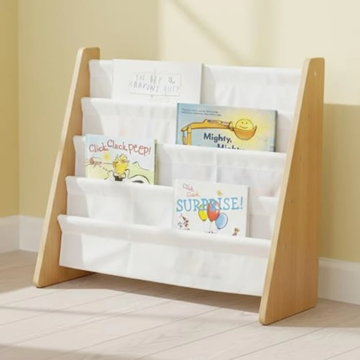 Humble Crew Kids Bookshelf, 4-Tier Front-Facing Book Display Organizer, Montessori Toddler Bookcase for Playroom, Bedroom & Reading Corner, Natural Wood/White by Humble Crew - Image 2