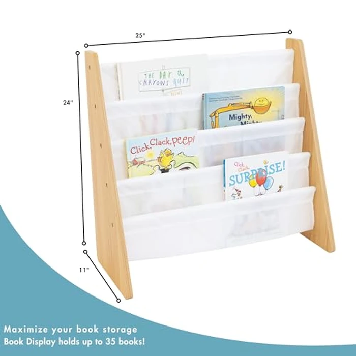 Humble Crew Kids Bookshelf, 4-Tier Front-Facing Book Display Organizer, Montessori Toddler Bookcase for Playroom, Bedroom & Reading Corner, Natural Wood/White by Humble Crew - Image 4