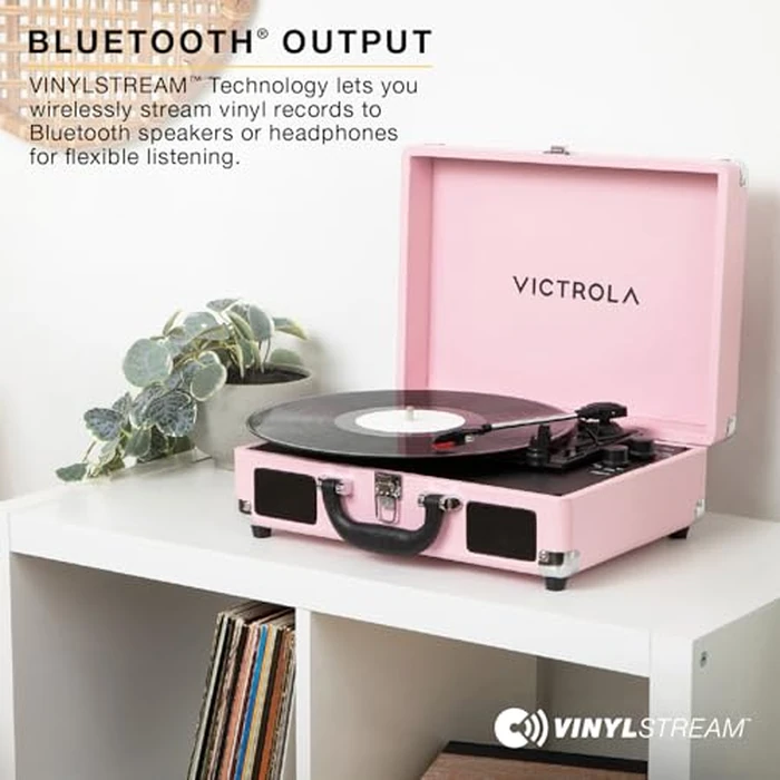 Victrola Journey II (2025 Model) - Bluetooth Suitcase Record Player - Built-in Stereo Speakers with Enhanced Bass, 3-Speed Turntable, Bluetooth Input and Output, RCA & Headphone Outputs (Black) by Victrola - Image 4