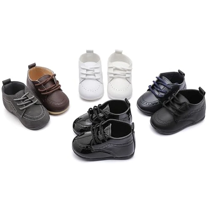 Greceen Baby Boys Girls Classic PU Leather Adjustable Lace-up Loafers Oxford Style Dress Shoes for Crawling Babies Toddlers, Wedding Formal First Steps Walking Flat Crib Shoes Mirror Black Size 1 by Greceen - Image 8