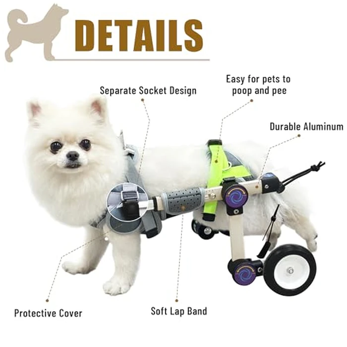 LetPetRun Adjustable Dog Wheelchair for Back Legs Mobility Support Lightweight Pet Wheelchair for Disabled Hind Legs Walking Stable Dog Cart for Pets, Extra Small White by LetPetRun - Image 5