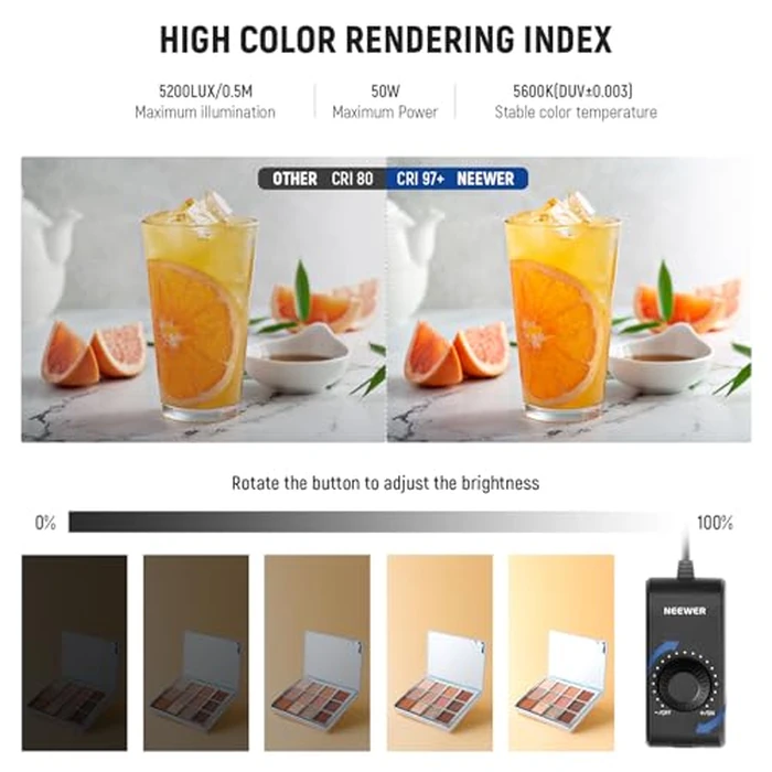 NEEWER Upgraded Photo Studio Light Box, 24"x24" Portable Mini Folding Product Photography Lightbox, 160LEDs 4 Backdrops Dimmable Glare Free Picture Booth Shooting Tent for Jewelry Electronics, LP60 by NEEWER - Image 3