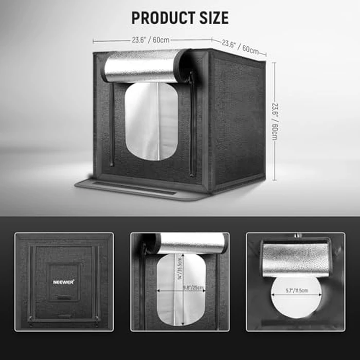 NEEWER Upgraded Photo Studio Light Box, 24"x24" Portable Mini Folding Product Photography Lightbox, 160LEDs 4 Backdrops Dimmable Glare Free Picture Booth Shooting Tent for Jewelry Electronics, LP60 by NEEWER - Image 8