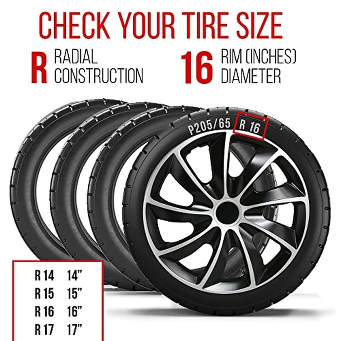 Wheel Cover Kit, 16 Inch Hubcaps Set of 4 Automotive Hub Caps with Universal Snap-On Retention Rings, 2-Tone ABS Plastic Black and Silver Rim Covers for All Makes, Models (SG-5084-DP-16) by Shirry Group - Image 7