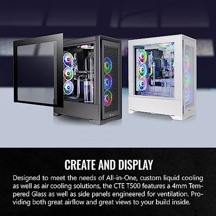 Thermaltake CTE T500 Air Snow E-ATX Full Tower with Centralized Thermal Efficiency Design; 3x140mm White CT140 Fans Pre-Installed; Tempered Glass Side Panel; CA-1X8-00F6WN-00; White by Thermaltake - Image 4