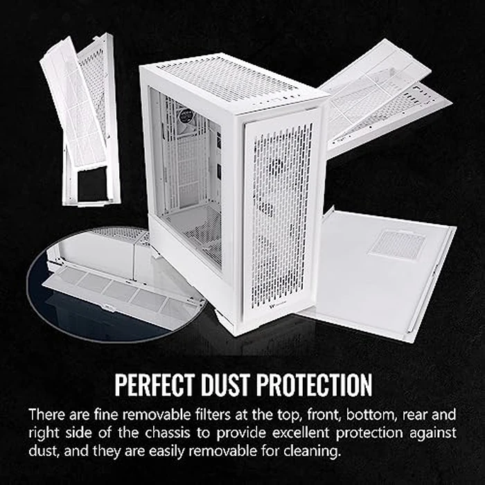 Thermaltake CTE T500 Air Snow E-ATX Full Tower with Centralized Thermal Efficiency Design; 3x140mm White CT140 Fans Pre-Installed; Tempered Glass Side Panel; CA-1X8-00F6WN-00; White by Thermaltake - Image 5