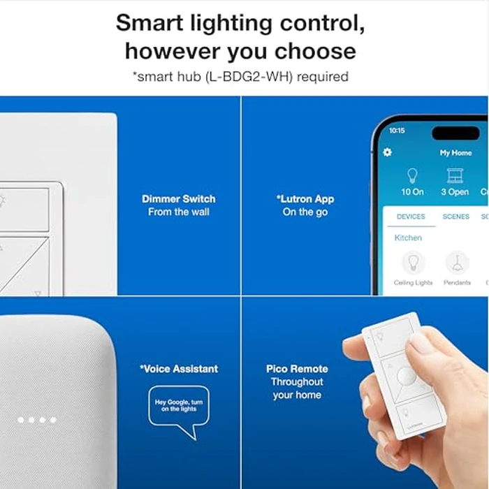 Lutron PD-6WCL-WH Caseta Wireless 600/150-Watt Single Pole In-Wall Dimmer, White by Lutron - Image 3