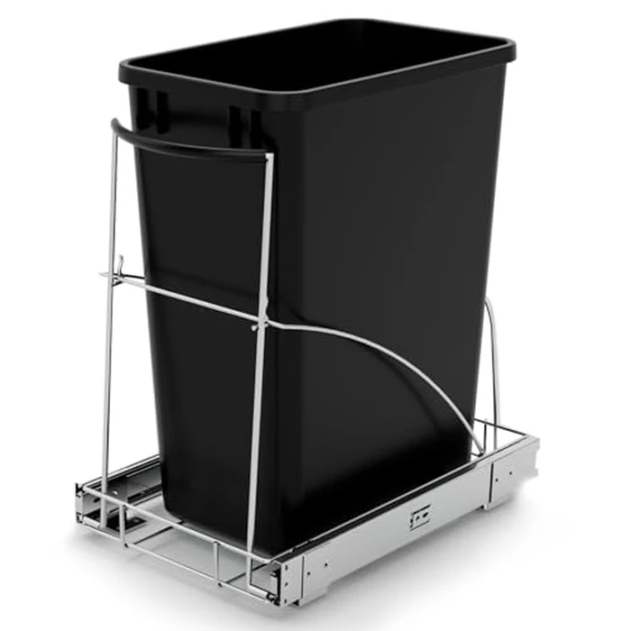 Tanamu Pull Out Trash Can Under Cabinet，Under Sink Slide Out Garbage for Kitchen，Requires 13" W X 18" D Minimum Cabinets，Not Included Can，Chrome Adjustable for 7-10 Gal Can by Tanamu - Image 1