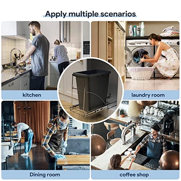 Tanamu Pull Out Trash Can Under Cabinet，Under Sink Slide Out Garbage for Kitchen，Requires 13" W X 18" D Minimum Cabinets，Not Included Can，Chrome Adjustable for 7-10 Gal Can by Tanamu - Image 8