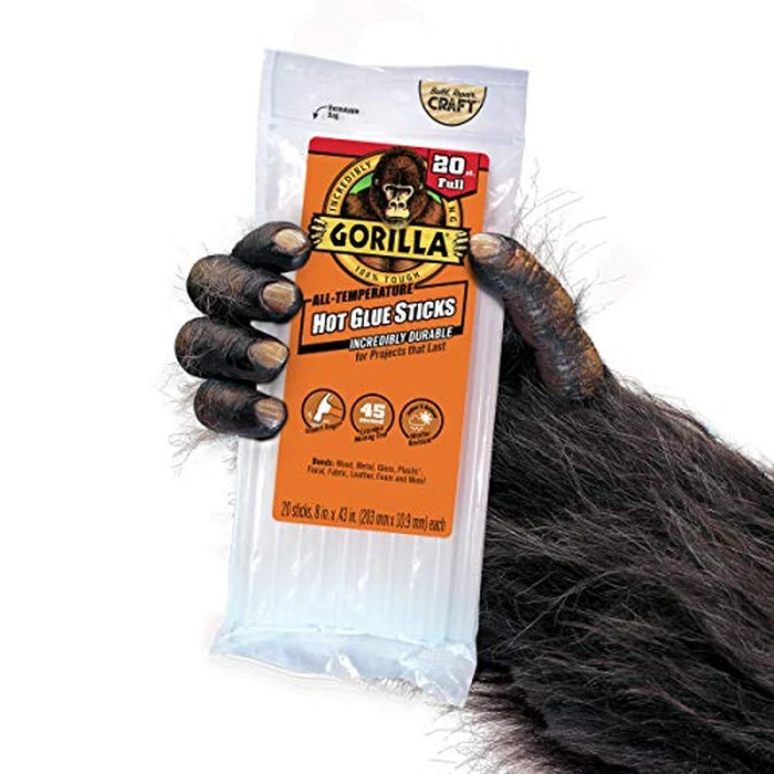 Gorilla Hot Glue Sticks, Clear Glue, Full Size 8" Long x 0.43" Diameter, 20 Count (Pack of 1) - Safe for All Temperatures with Extended Working Time by GORILLA - Image 2