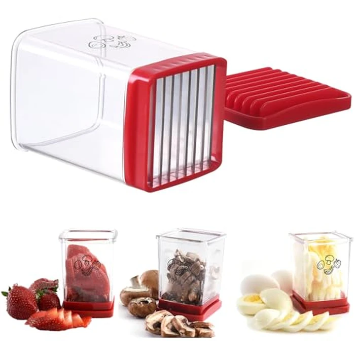 Cup Cutter,Fruit and Vegetable Speed Slicer with Push Plate,Egg Slicer Fruit Slicer Cup,Stainless Steel Banana Strawberry Slicer,Kitchen Portable Slicing Tool, Quickly Making Soft Fruits Salad (2 PCS) by Generic - Image 3