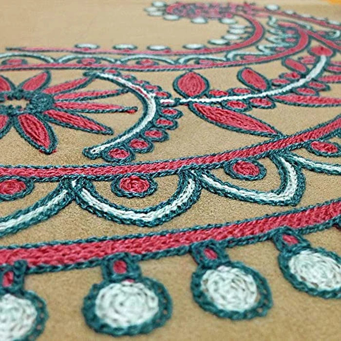 Blueberry Pet Microsuede Pet Bed, Recyclable & Removable Stuffing w/YKK Zippers, Machine Washable, for Cats & Dogs, 25" x 21" x 10", Champagne Beige Embroidered Paisley by Blueberry Pet - Image 2