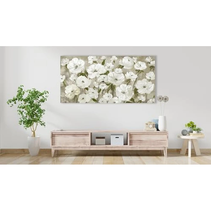 Large Flowers Wall Art for Living Room Decor Framed Art Cream White Wildflower Floral Canvas Pictures Vintage Artwork Blossom Canvas Prints for Bedroom Kitchen Home Office Wall Decor 50 X 100 CM by Yupano - Image 5