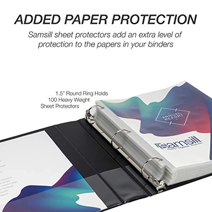 Samsill Durable 1.5 Inch Binder, Made in The USA, Round Ring Customizable Clear View Binder, Black, 4 Pack (MP48450) by Samsill - Image 6